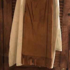 Side zipper closure fringe skirt